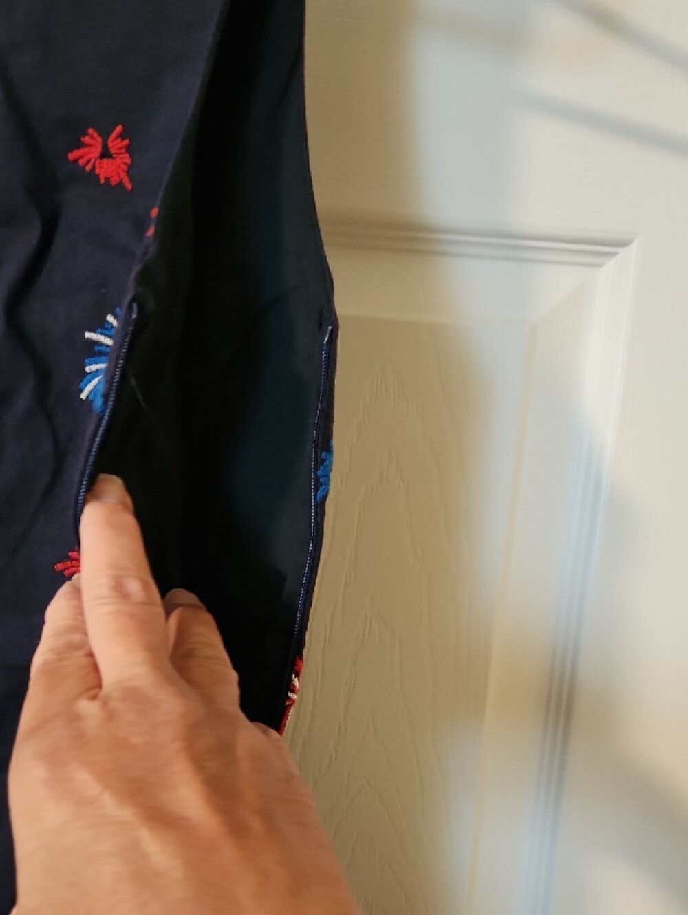 Kiel James Patrick Navy Top with Red, Blue and White Embroidery - Picture 4 of 6
